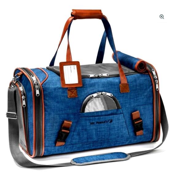 Mr. Peanut's Gold Series Airline Approved Pet Carrier Up to 15lbs Blue Tote Bag - Picture 1 of 13